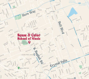 Image of map showing the location of Sense & Color School of Music in Leander